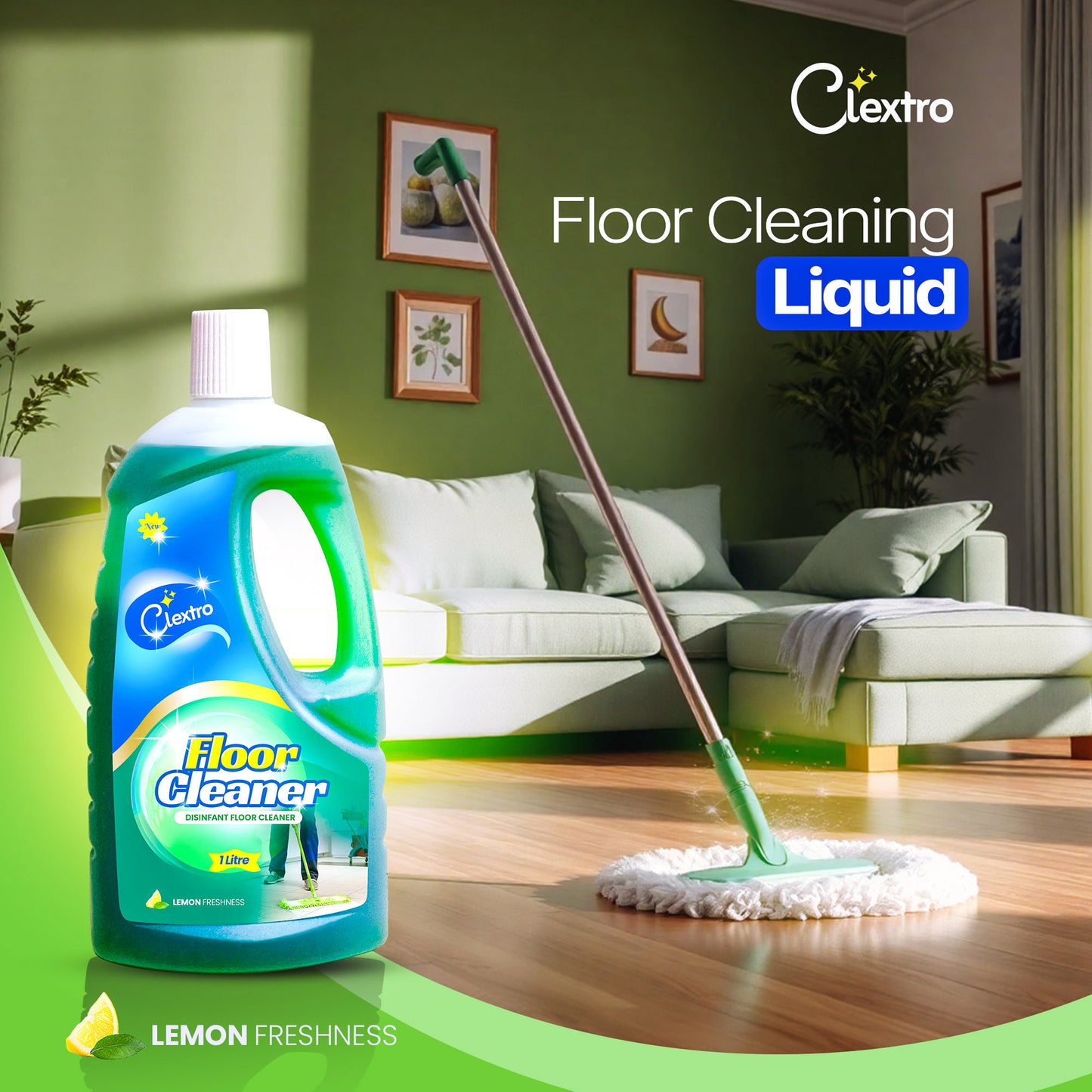 Clextro Floor Cleaner – Lemon Fragrance (1 Litre)